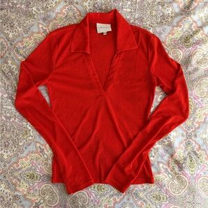 Reformation Cayenne Orange Collared Long sleeve top